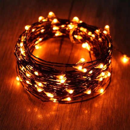 Schwarz-Kupferdraht Lichterkette 10M mit 100 Mini-LEDs, Oranges Licht, für Außen