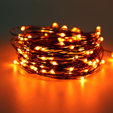 Schwarz-Kupferdraht Lichterkette 10M mit 100 Mini-LEDs, Oranges Licht, für Außen