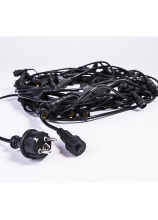 Kabel 10M mit 25 Pendel Fassungen E12, Schwarzes Kabel, Verbindbar 900W, für Außen