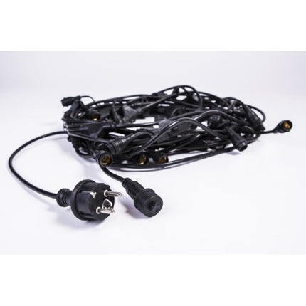Kabel 10M mit 25 Pendel Fassungen E12, Schwarzes Kabel, Verbindbar 900W, für Außen