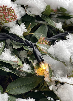 Schwarze Verlängerungskette 10M mit 100 Premium-LEDs, Warm Licht, Verbindbar 960M, für Außen