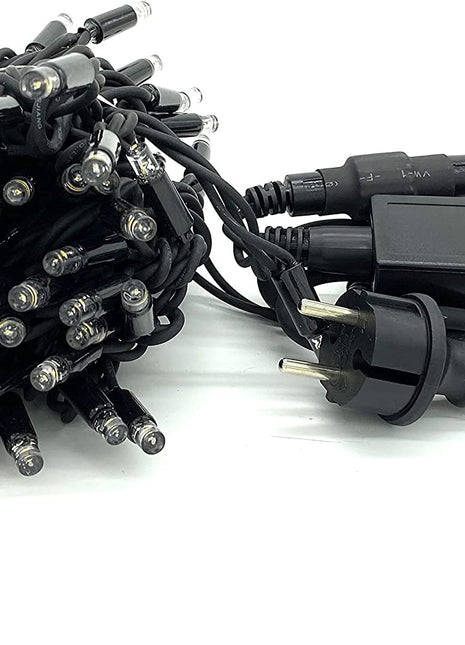 Schwarze Lichterkette 10M mit 100 Premium-LEDs, Warm Licht, Verbindbar 960M, für Außen