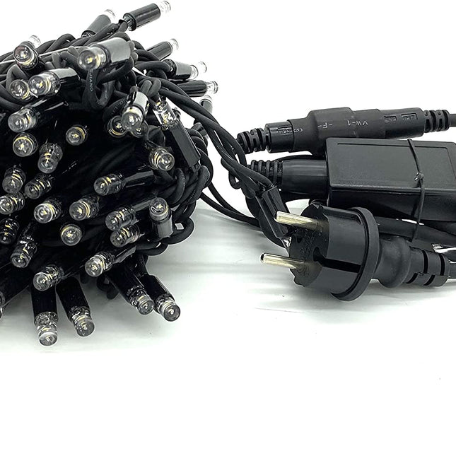 Schwarze Lichterkette 10M mit 100 Premium-LEDs, Warm Licht, Verbindbar 960M, für Außen