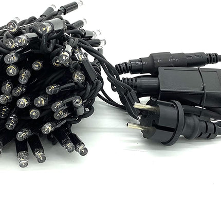 Schwarze Verlängerungskette 10M mit 100 Premium-LEDs, Warm Licht, Verbindbar 960M, für Außen