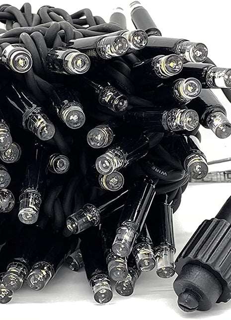 Schwarze Verlängerungskette 10M mit 100 Premium-LEDs, Warm Licht, Verbindbar 960M, für Außen