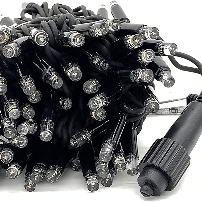 Schwarze Verlängerungskette 10M mit 100 Premium-LEDs, Warm Licht, Verbindbar 960M, für Außen