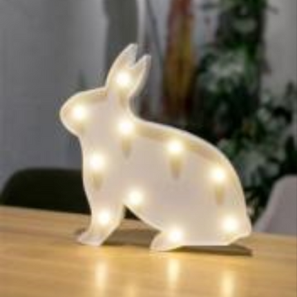 Kaninchen Volumetrische Förmchen weiß mit 10 LEDs, Batteriebetrieb
