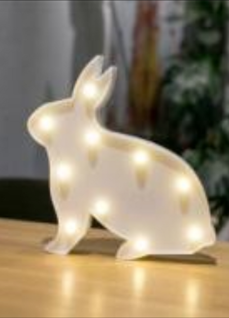 Kaninchen Volumetrische Förmchen weiß mit 10 LEDs, Batteriebetrieb