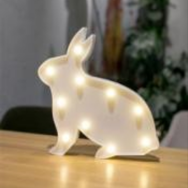 Kaninchen Volumetrische Förmchen weiß mit 10 LEDs, Batteriebetrieb