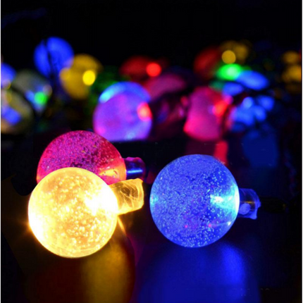 Bunte Solar Lichterkette 3M mit 20 Kugeln-LEDs mit Dunkelgrün Kabel, Warm Licht, für Außen
