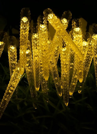 Solar Lichterkette 3M mit 20 Eiszapfen-LEDs, Warm Licht, für Außen