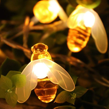 Solar Lichterkette 10M mit 100 Bienchen-LEDs, Dunkelgrün Kabel, Warm Licht, für Außen