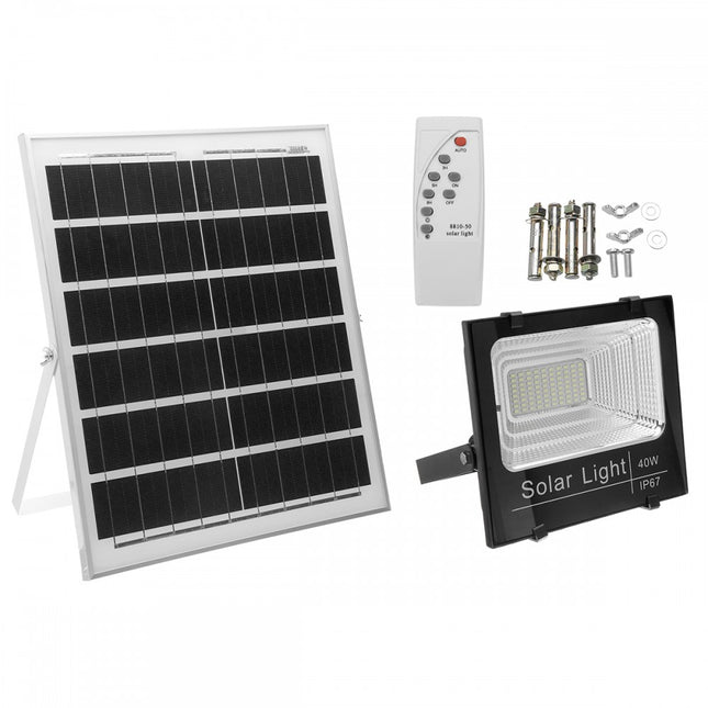 LED Solar Flutlicht 40W mit Dämmerungssensor und Fernbedienung
