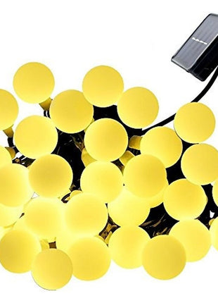 Solar Lichterkette 10M mit 100 Kugeln-LEDs, Dunkelgrün Kabel, Warm Licht, für Außen