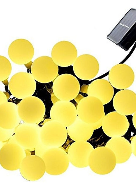 Solar Lichterkette 10M mit 100 Kugeln-LEDs, Dunkelgrün Kabel, Warm Licht, für Außen
