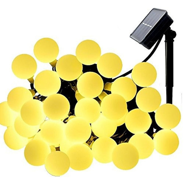 Solar Lichterkette 10M mit 100 Kugeln-LEDs, Dunkelgrün Kabel, Warm Licht, für Außen