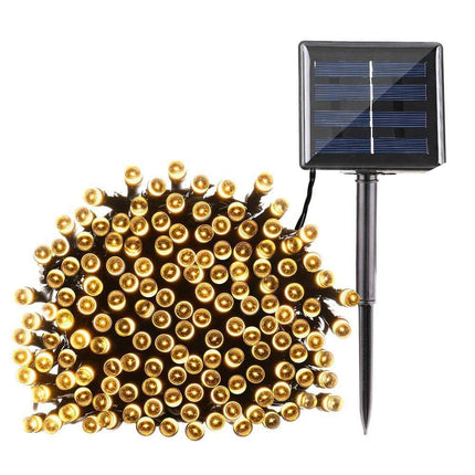 Solar Lichterkette 20M mit 200 LEDs, 8 Programmen, Schwarzes Kabel, Warm Licht, für Außen