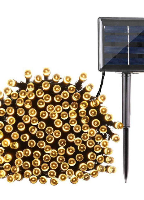 Solar Lichterkette 48M mit 800 LEDs, 8 Programmen, Schwarzes Kabel, Warm Licht, für Außen