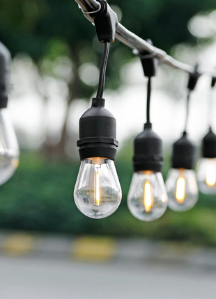 Solar Lichterkette 10M mit 20 LED-Birnen, E27, 2W, für Außen, Zusammenschaltbar