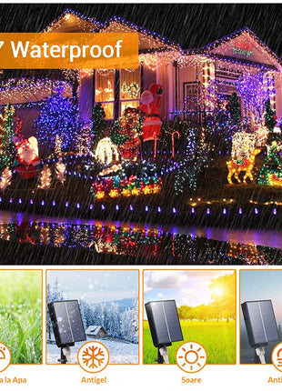 Solar Lichterkette 40M mit 400 LEDs, 8 Programme, Warm Licht, mit Fernbedienung, für Außen