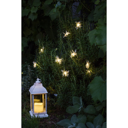 Solar Lichterkette 3M mit 20 Schmetterlinge mit LEDs, Dunkelgrün Kabel, Warm Licht, für Außen