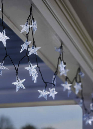 Solarlichterkette 4,5M mit 20 Sternen-LEDs, Schwarzes Kabel, Warm Licht