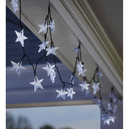 Solar Lichterkette 3M mit 20 Sternen-LEDs, Dunkelgrün Kabel, Warm Licht