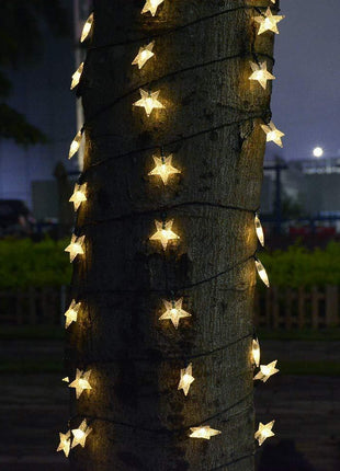 Solar Lichterkette 3M mit 20 Sternen-LEDs, Dunkelgrün Kabel, Warm Licht