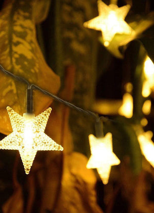 Solarlichterkette 4,5M mit 20 Sternen-LEDs, Schwarzes Kabel, Warm Licht