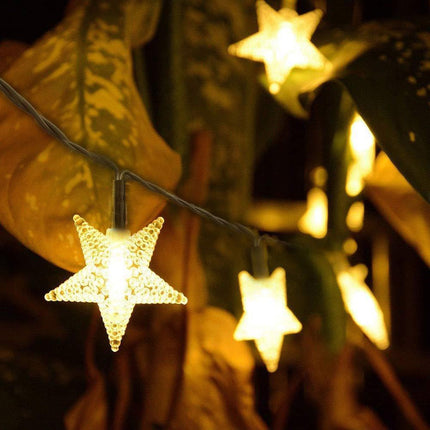 Solar Lichterkette 3M mit 20 Sternen-LEDs, Dunkelgrün Kabel, Warm Licht