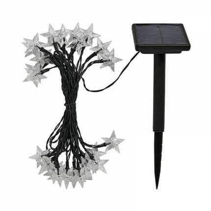 Solar Lichterkette 3M mit 20 Sternen-LEDs, Dunkelgrün Kabel, Warm Licht
