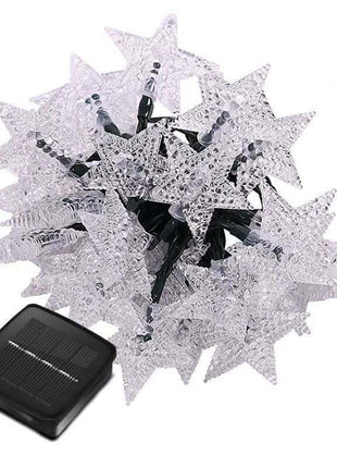 Solarlichterkette 4,5M mit 20 Sternen-LEDs, Schwarzes Kabel, Warm Licht