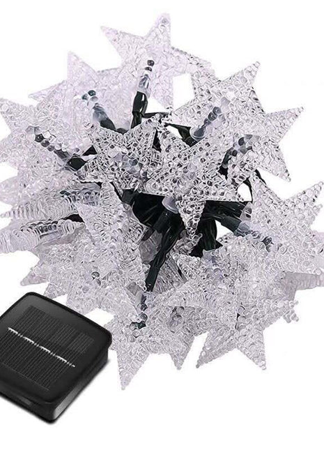 Solar Lichterkette 3M mit 20 Sternen-LEDs, Dunkelgrün Kabel, Warm Licht