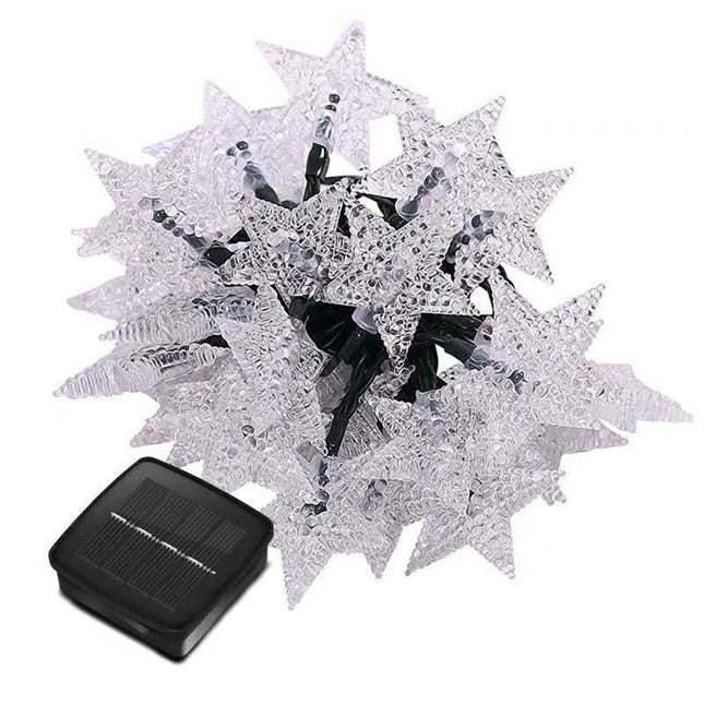 Solar Lichterkette 3M mit 20 Sternen-LEDs, Dunkelgrün Kabel, Warm Licht
