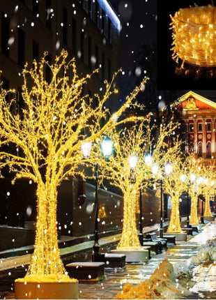 Solar Lichterkette 50M mit 500 LEDs, 8 Programme, Warm Licht, mit Fernbedienung, für Außen