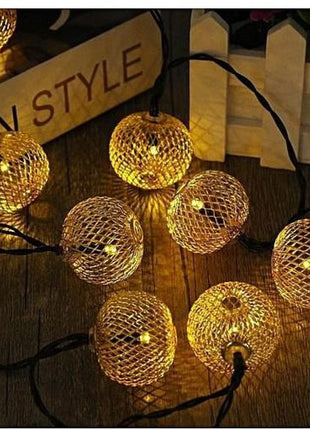 Solar Lichterkette 4M mit 30 Goldene Metallkugeln, Schwarzes Kabel, Warm Licht, für Außen