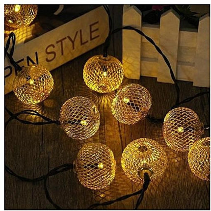 Solar Lichterkette 4M mit 30 Goldene Metallkugeln, Schwarzes Kabel, Warm Licht, für Außen