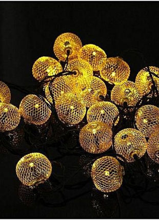 Solar Lichterkette 4M mit 30 Goldene Metallkugeln, Schwarzes Kabel, Warm Licht, für Außen
