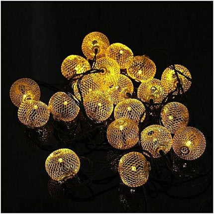 Solar Lichterkette 4M mit 30 Goldene Metallkugeln, Schwarzes Kabel, Warm Licht, für Außen