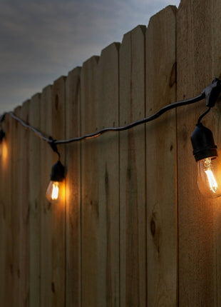 Solar Lichterkette 7,6M mit 10 + 2 Birnen LEDs Geschenk, E27 2W, Schwarzes Kabel, Warm Licht, für Außen