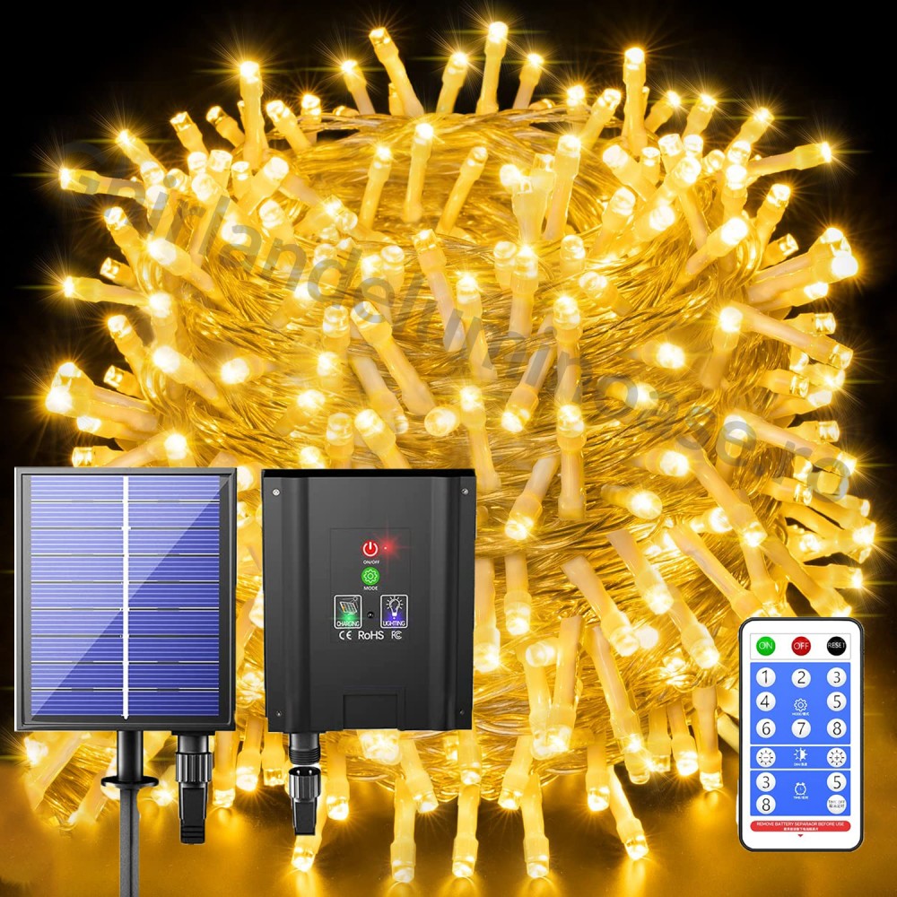 Solar Lichterkette 50M mit 500 LEDs mit Fernbedienung, für Außen