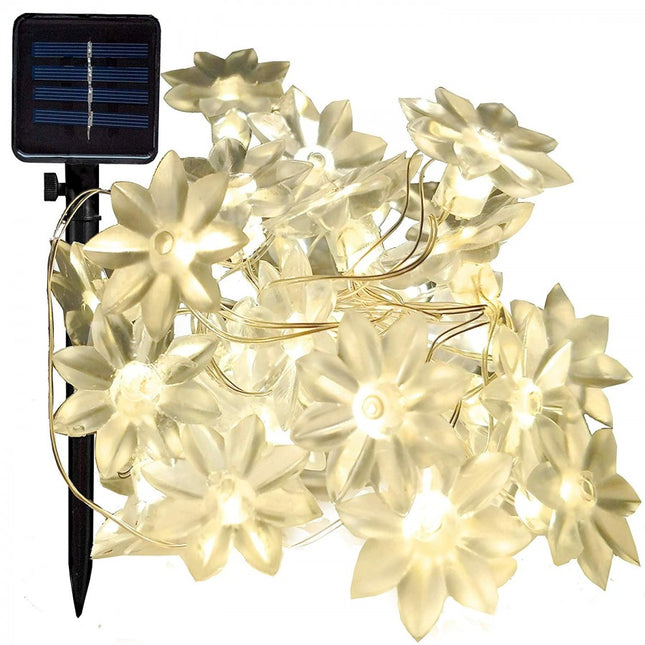 Solar Lichterkette 3M mit 20 Blumen-LEDs, Warm Licht, für Außen