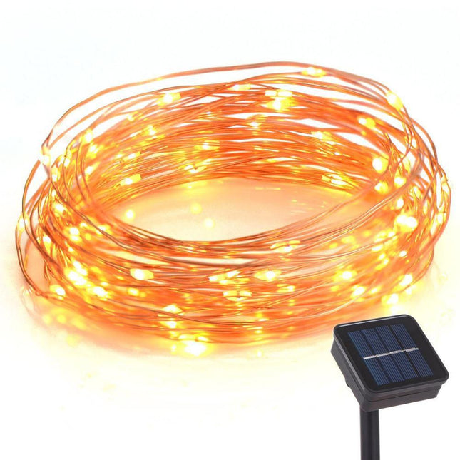 Solar Lichterkette 5M mit 50 Mini-LEDs Kupferdraht, 8 Programmen, Warm Licht, für Außen