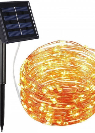 Solar Lichterkette 20M mit 200 Mini-LEDs Kupferdraht, 8 Programmen, Warm Licht, für Außen
