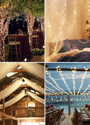 Solar Lichterkette 20M mit 200 Mini-LEDs Kupferdraht, 8 Programmen, Warm Licht, für Außen