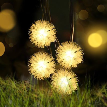 Solar Lichterkette 3M mit 20 Löwenzahn-LEDs, Dunkelgrün Kabel, Warm Licht, für Außen