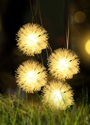 Solar Lichterkette 7M mit 50 Löwenzahn LEDs, Dunkelgrün Kabel, Warm Licht, für Außen