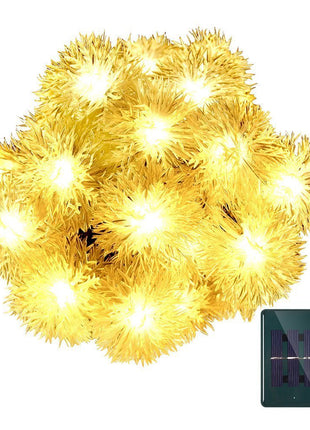 Solar Lichterkette 3M mit 20 Löwenzahn-LEDs, Dunkelgrün Kabel, Warm Licht, für Außen