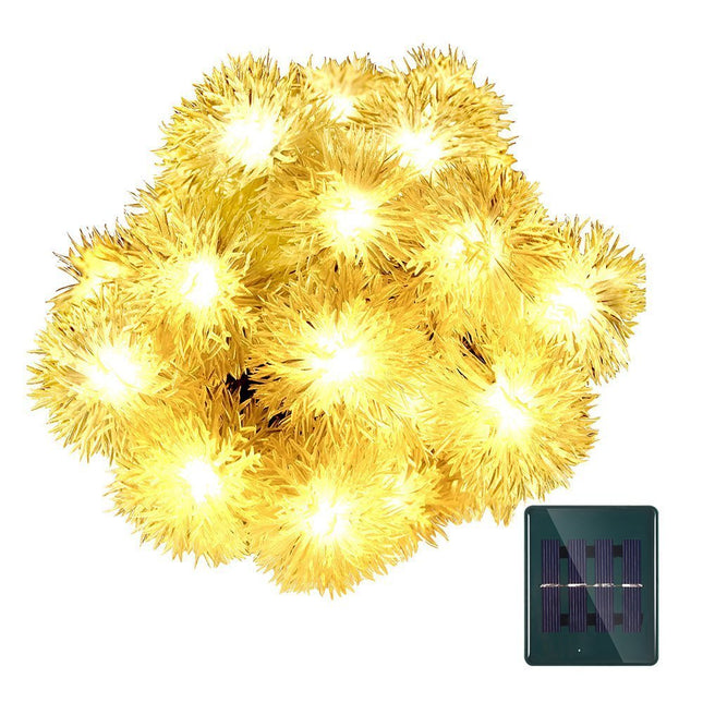 Solar Lichterkette 3M mit 20 Löwenzahn-LEDs, Dunkelgrün Kabel, Warm Licht, für Außen