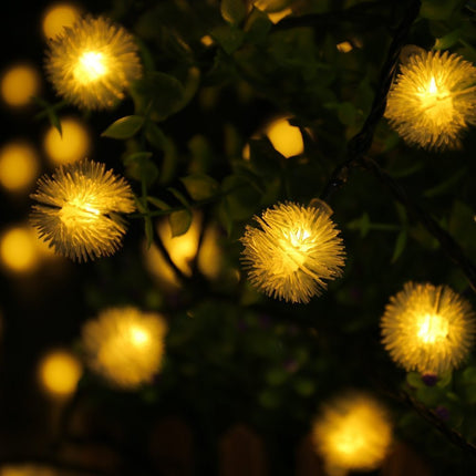 Solar Lichterkette 7M mit 50 Löwenzahn LEDs, Dunkelgrün Kabel, Warm Licht, für Außen
